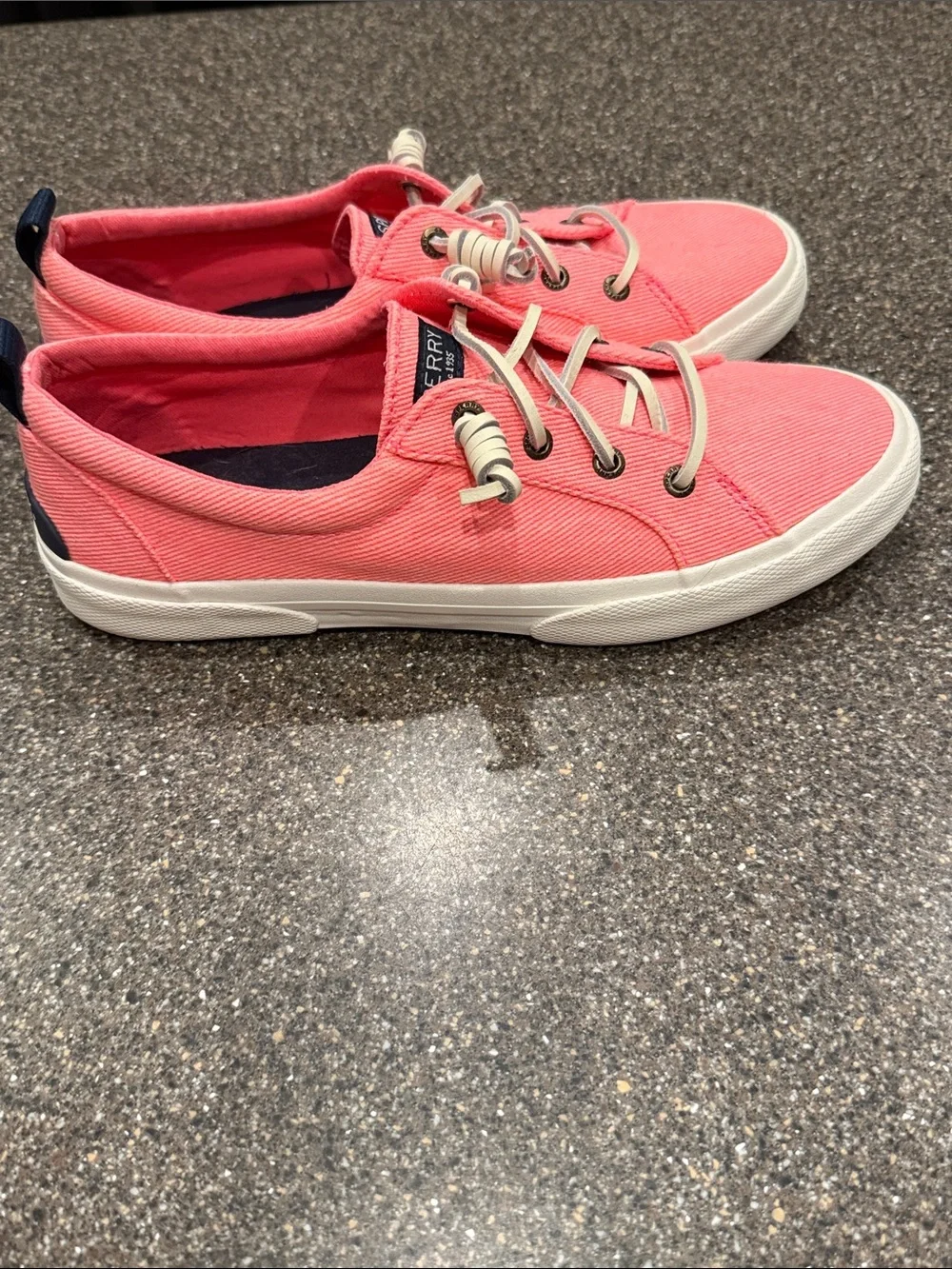 Sperry Coral-Pink Canvas Slip-On Sneakers